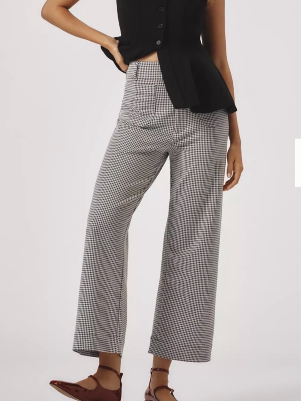 The Colette Houndstooth Crop Wide-Leg Pants by Maeve Anthropologie